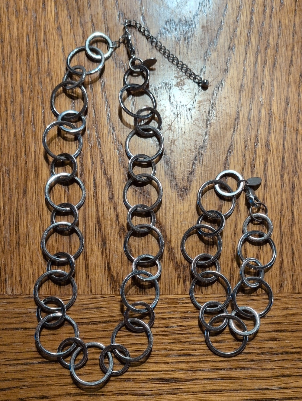 Lia Sophia Silver-Tone Interlocking Circle Necklace and Bracelet Set